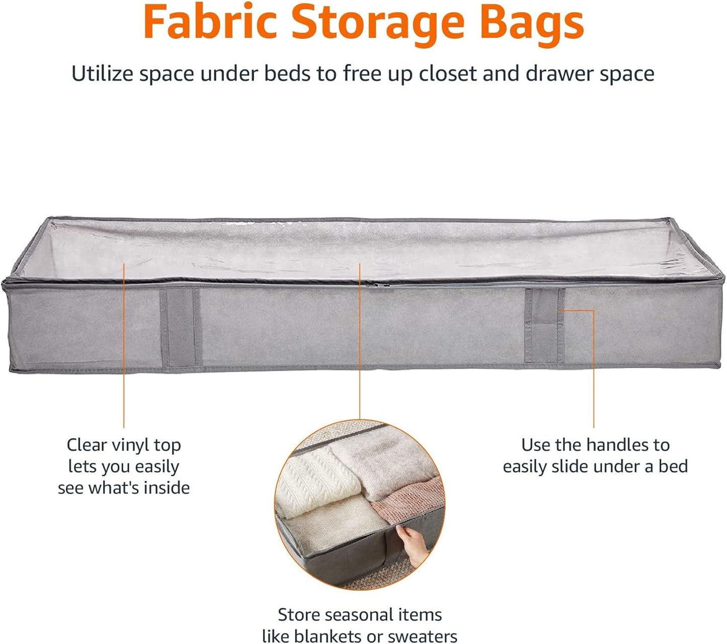 Under Bed Storage Bag – Large Capacity Organizer with Transparent Cover, 42x18x6 inch