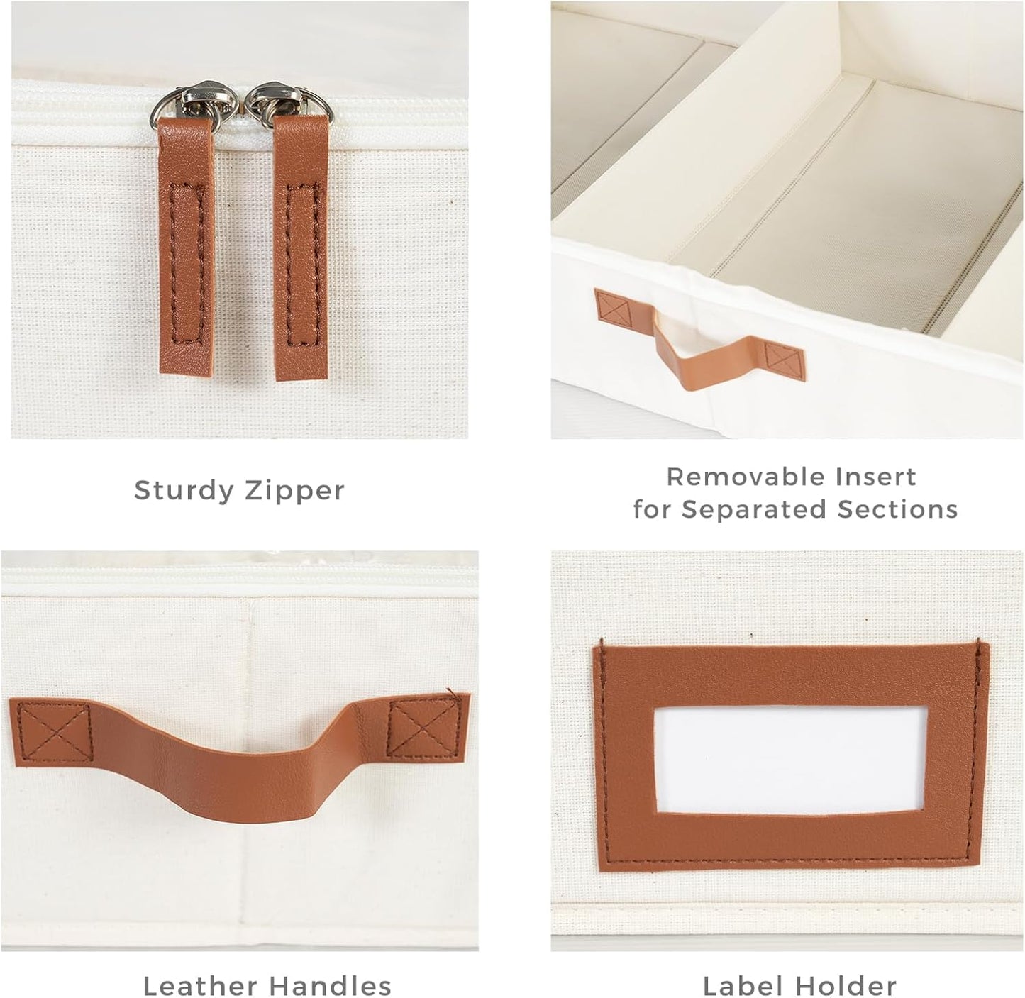 Beige Under Bed Storage Bags (2 Pack) – Large Capacity Organizer with Handles, 33×16.5×6 inch