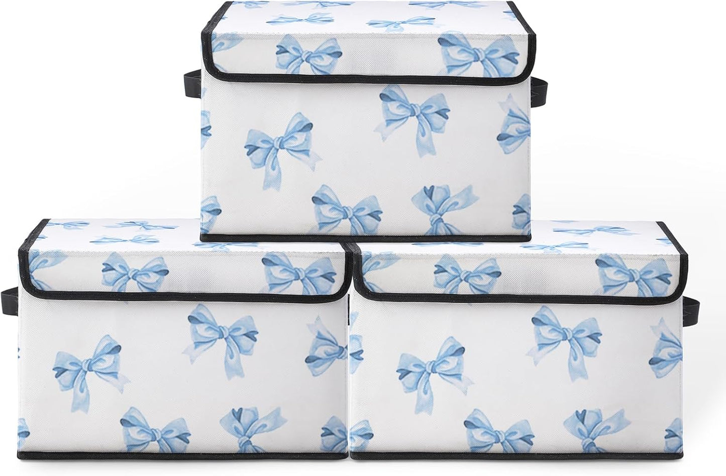 Butterfly Pattern Fabric Storage Box (3 Pack) – Foldable Organizer with Lid, 38×24×24cm