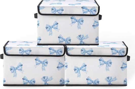 Butterfly Pattern Fabric Storage Box (3 Pack) – Foldable Organizer with Lid, 38×24×24cm