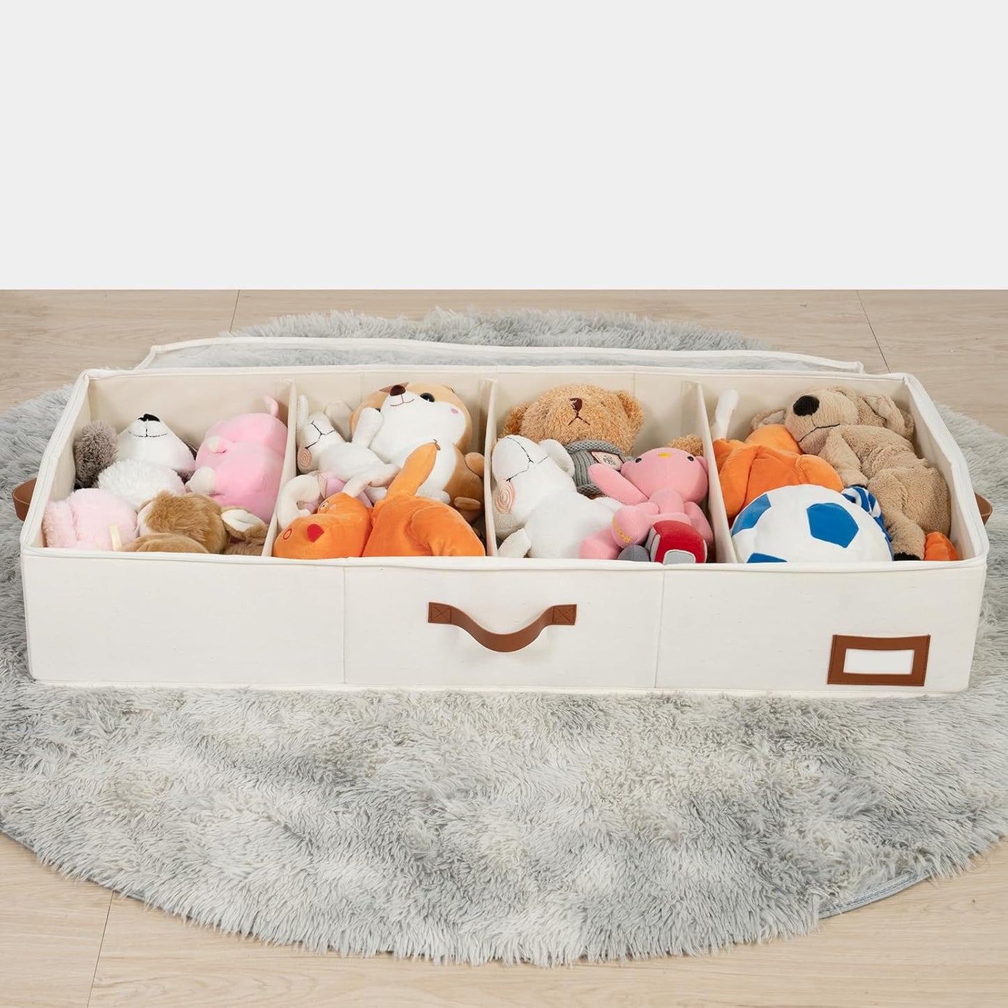 Beige Under Bed Storage Bags (2 Pack) – Large Capacity Organizer with Handles, 33×16.5×6 inch